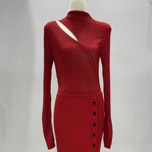 self-portrait 2025 Burgundy Hollow Knitted Dress